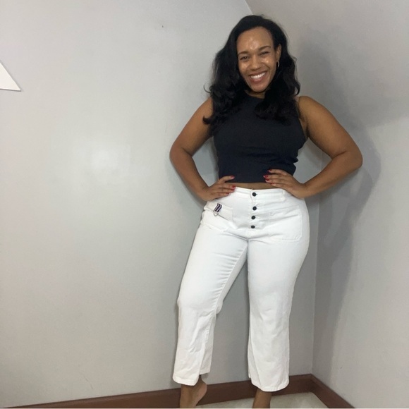 Vintage Tommy Hilfiger jeans mid rise white pants flare leg cropped denim Y2K - Picture 16 of 16